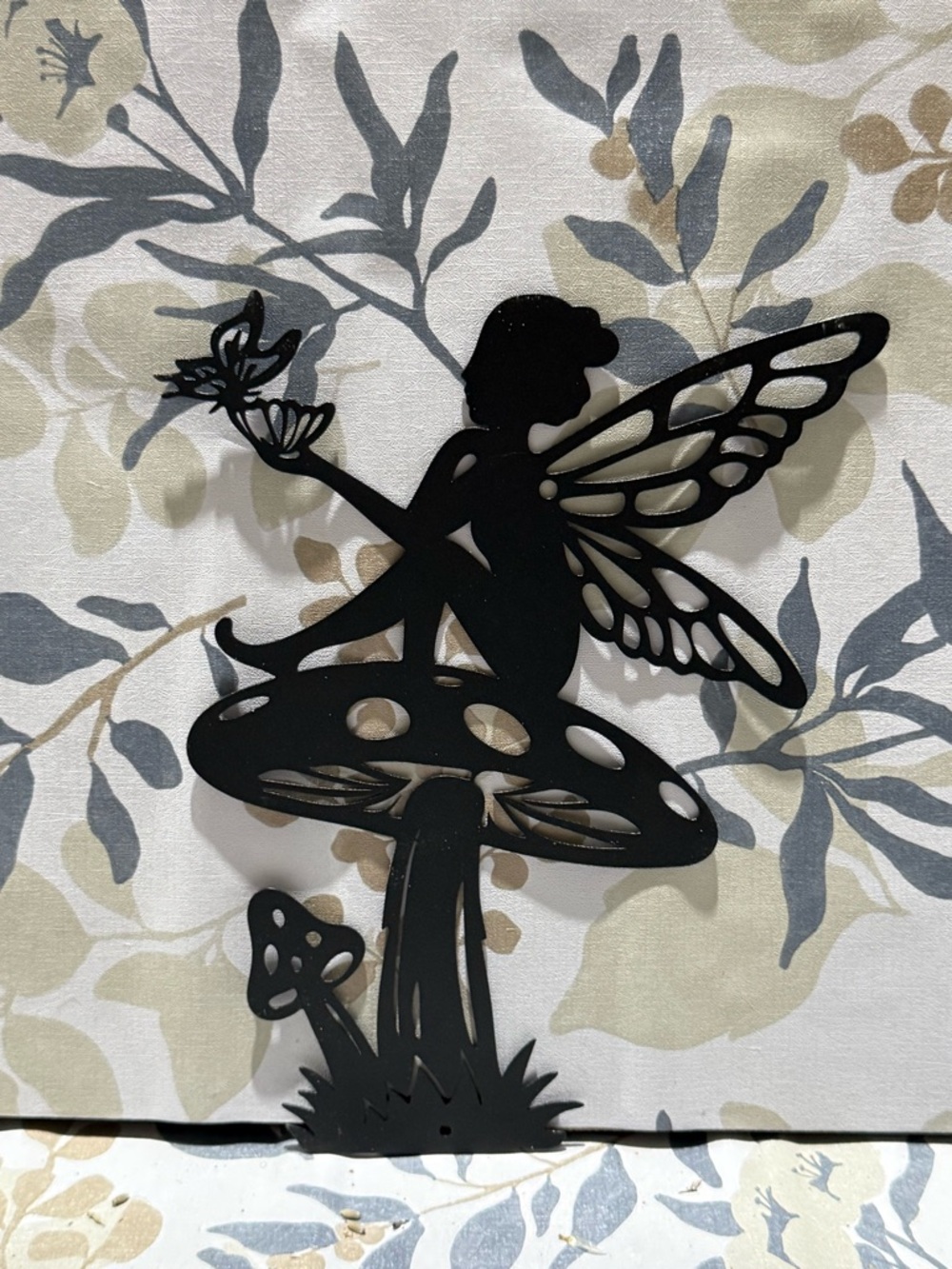 Black Fairy on Mushroom Metal Wall Art - Decorative Home Wall Decor
